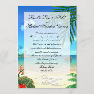 Exotic Beach Wedding "Imitate Vellum" Einladung