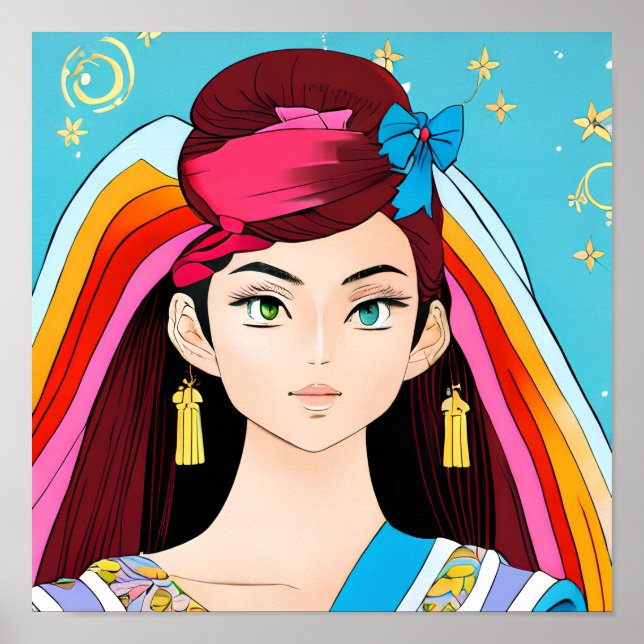 Exotic Beautiful Anime Woman, Haute Couture Poster (Vorne)