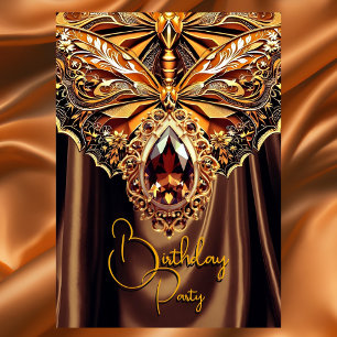 Exotic Birthday Caramel Chocolate Gold Jewel Einladung