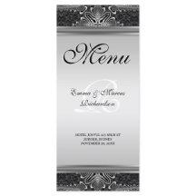 Exotic Black Baroque Wedding Menu Card