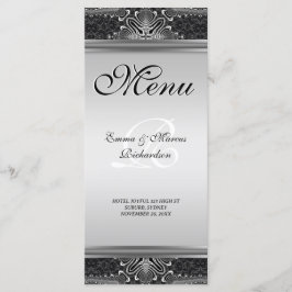 Exotic Black Baroque Wedding Menu Card Menükarte