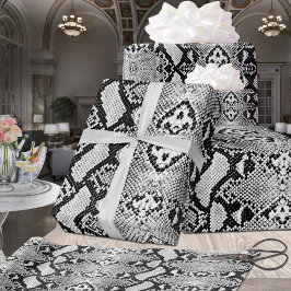 Exotic Black & White Python Snakeskin Geschenkpapier