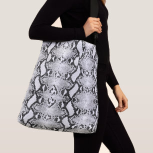 Exotic Black & White Python Snakeskin Tragetaschen Mit Langen Trägern