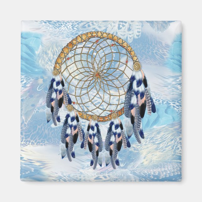 Exotic Blue Dream Catcher Geschenke Magnet (Vorne)