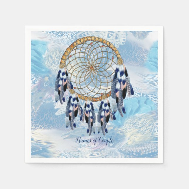 Exotic Blue Dream Catcher Wedding Decke Serviette (Vorderseite)