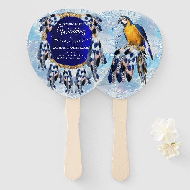 Exotic Blue Dream Catcher Wedding Fächer (Vorne und Hinten)