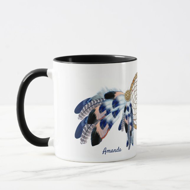 Exotic Blue Dream Catcher Wedding Geschenk Tasse (Links)