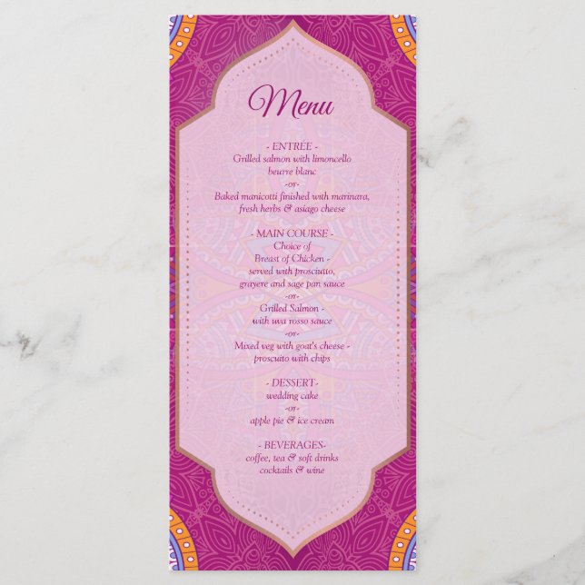 Exotic Blue Dream Catcher Wedding Menu Menükarte (Vorderseite)