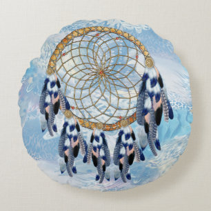 Exotic Blue Dream Catcher Wohngestaltung Rundes Kissen