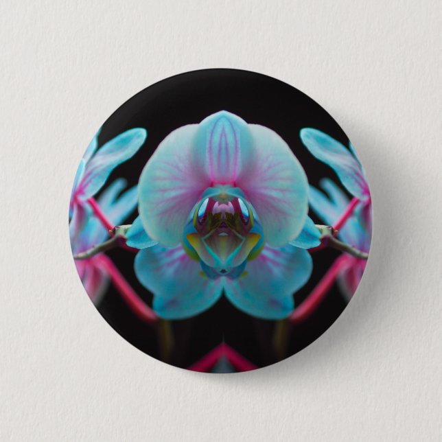 Exotic Blue Orchid Reflection Button (Vorderseite)