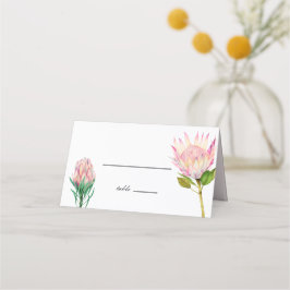 Exotic Blush Pink Protea Blume Wedding Platzkarte