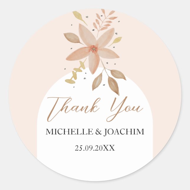 Exotic Boho Terracotta Floral Runder Aufkleber (Vorderseite)