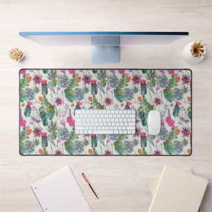 Exotic Boho Wasserfarbenkaktus und sukkulentes Mus Schreibtischunterlage