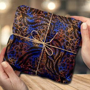 Exotic Brown Blue Animal Print Seidenpapier