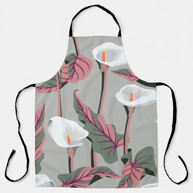 Exotic Calla: Vintag floral nahtlos Schürze (Vorderseite)
