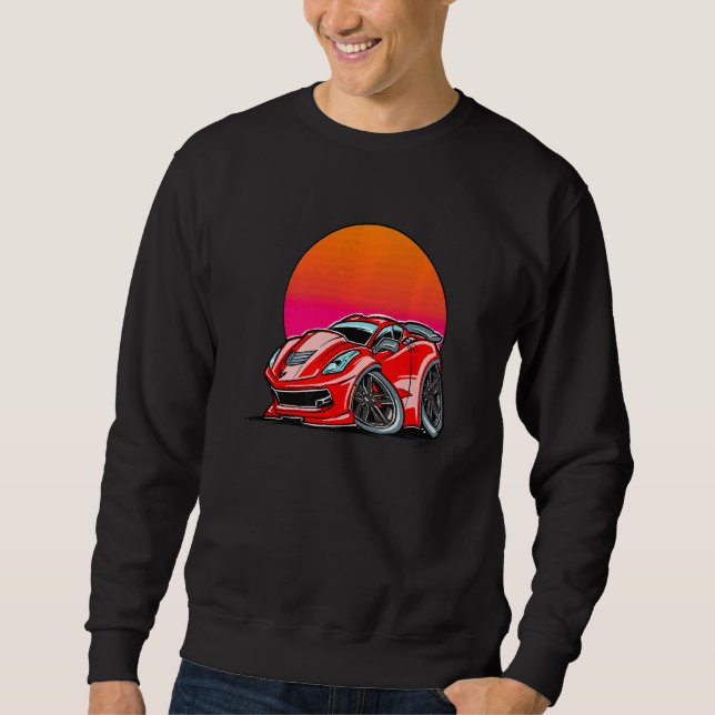 Exotic Car Turbo Sports Sunset Car Sweatshirt (Vorderseite)