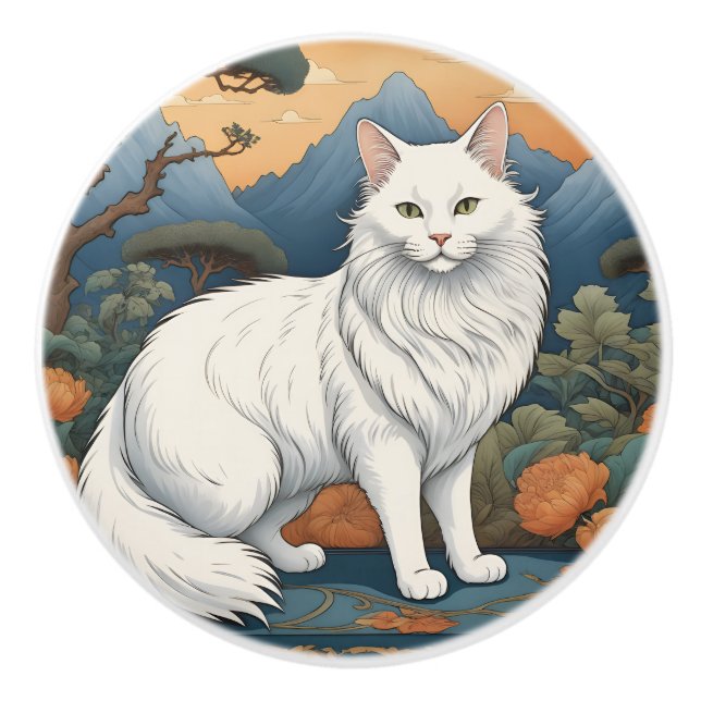 Exotic Cat #7 Keramik Pull Keramikknauf (Vorderseite)