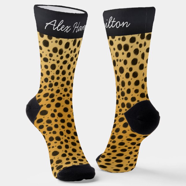 Exotic Cheetah Spots Personalisiertes Wildtier Socken (Gewinkelt)