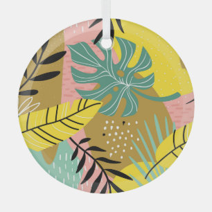 Exotic Collage: Muster tropischer Pflanze Ornament Aus Glas