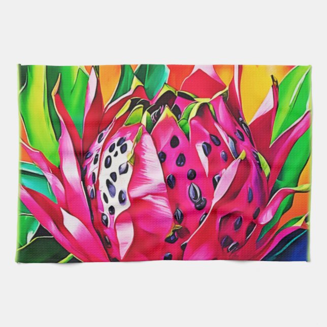 Exotic Dragon Fruit Bloom Geschirrtuch (Horizontal)