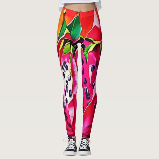 Exotic Dragon Fruit Bloom Leggings (Vorderseite)