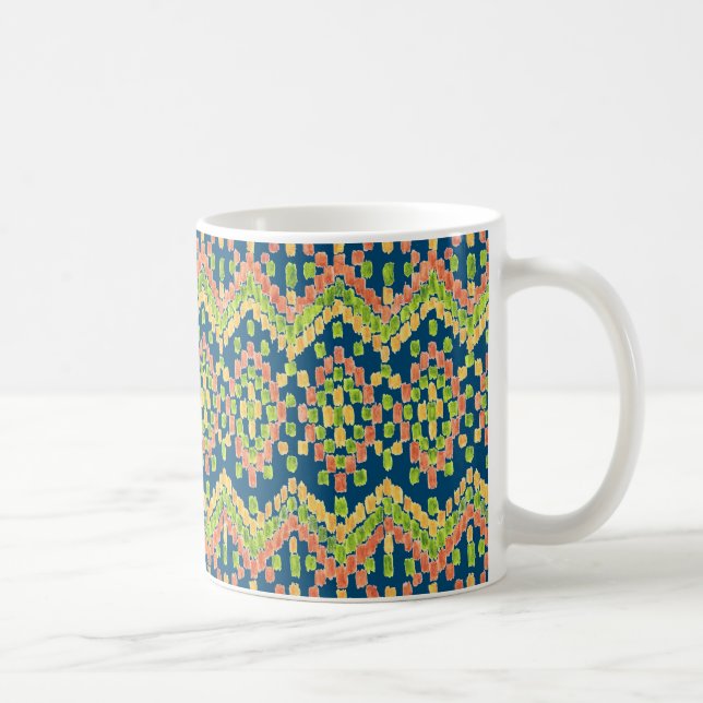 Exotic Ethnic Ikat Muster auf blau Tasse (Rechts)