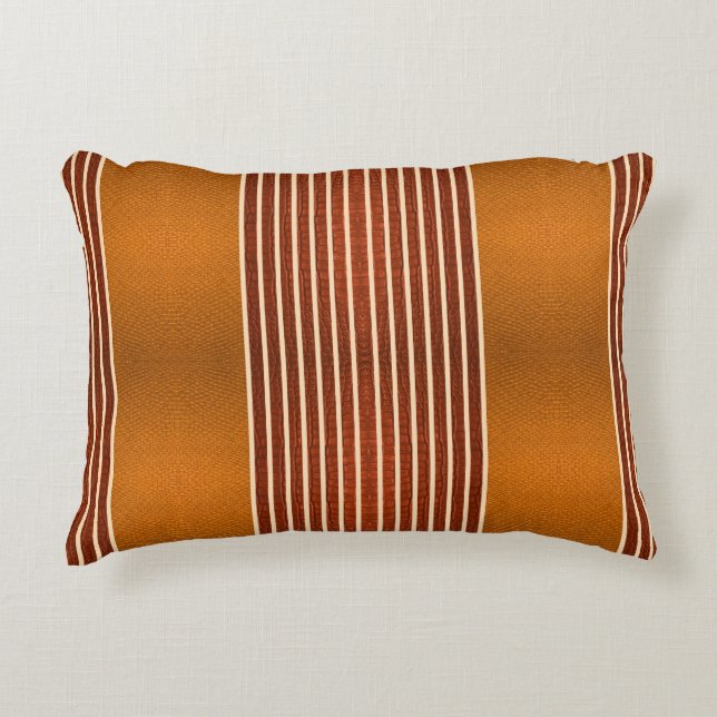 Exotic Faux Snake Leather & Linear Stripe Pumpkin  Dekokissen (Vorderseite)