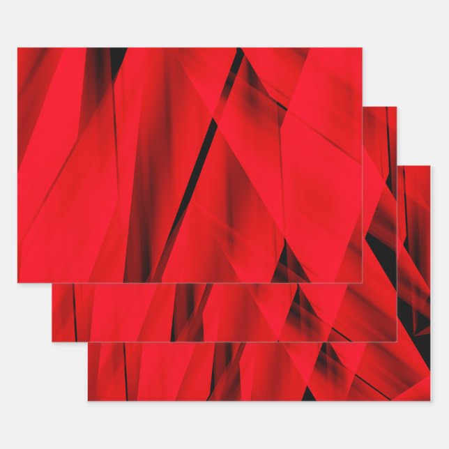 Exotic Flaming Red Trendy Abstract Design Geschenkpapier Set (Set)