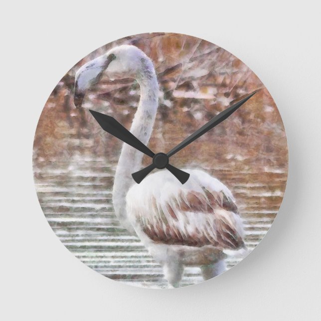 Exotic Flamingo Runde Wanduhr (Vorderseite)