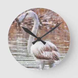 Exotic Flamingo Runde Wanduhr