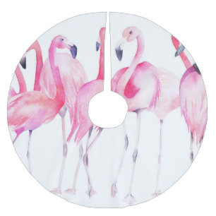 Exotic Flamingo: Summer Watercolor Print Polyester Weihnachtsbaumdecke