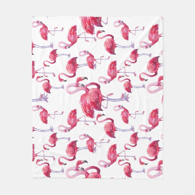 Exotic Flamingo Wassercolor Bird Fleecedecke (Vorderseite)