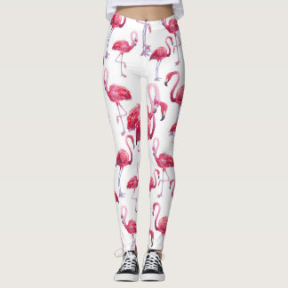 Exotic Flamingo Wassercolor Bird Leggings