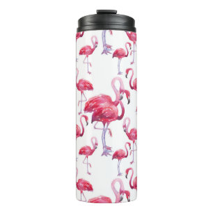 Exotic Flamingo Wassercolor Bird Thermosbecher