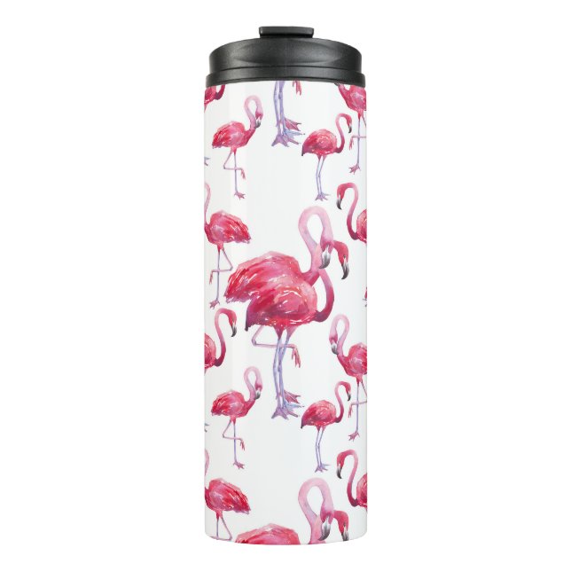 Exotic Flamingo Wassercolor Bird Thermosbecher (Vorderseite)