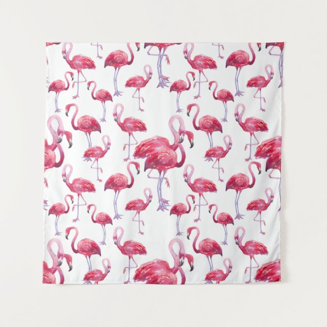 Exotic Flamingo Wassercolor Bird Wandteppich (Vorderseite)
