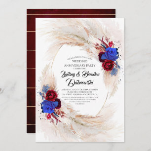 Exotic Floral Pampas Grass Hochzeit Jahrestag Einladung