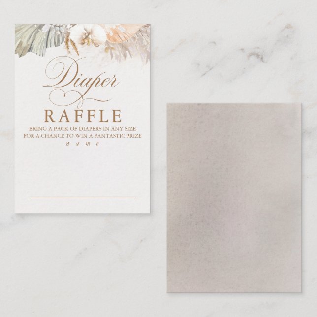 Exotic Foliage Baby Showdiaper Raffle Ticket Begleitkarte (Vorne/Hinten)