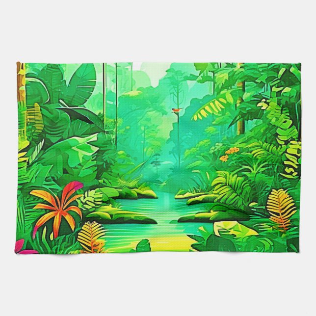 Exotic Forest Design Geschirrtuch (Horizontal)