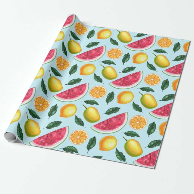 Exotic Frucht Pattern Wrapping Paper Geschenkpapier (Ungerollt)