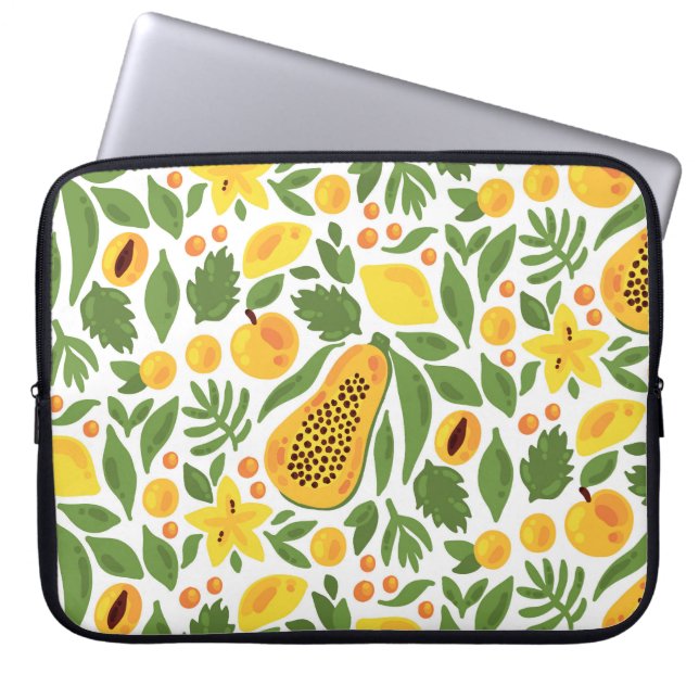 Exotic Fruits Ensemble: Papaya, Lemon, Mango Laptopschutzhülle (Vorderseite)