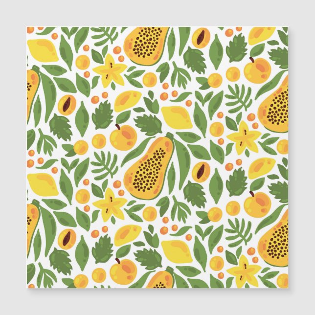 Exotic Fruits Ensemble: Papaya, Lemon, Mango Magnetkarte (Vorderseite)