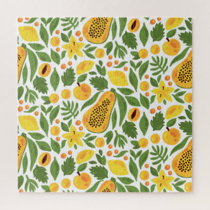 Exotic Fruits Ensemble: Papaya, Lemon, Mango Puzzle