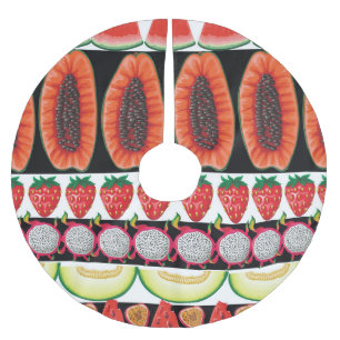 Exotic Fruits Trendy Seamless Muster Polyester Weihnachtsbaumdecke