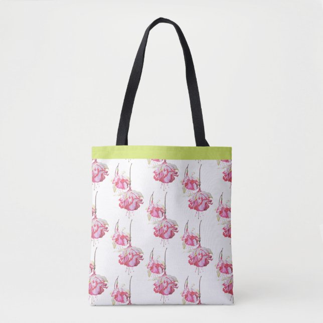 Exotic Fuchsias auf einer Tasche (Vorderseite)