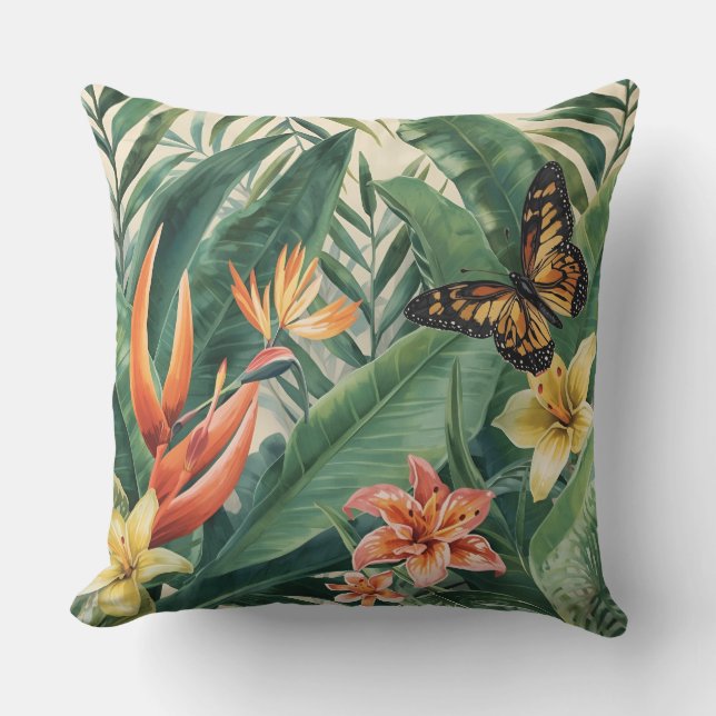 Exotic Garden Delight Throw Pillow Kissen (Vorderseite)