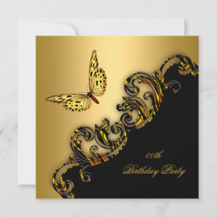 Exotic Gold Black Butterfly Geburtstagsparty Einladung