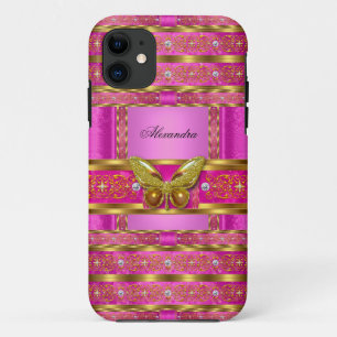 Exotic Gold Hot Pink Butterfly Diamond Case-Mate iPhone Hülle