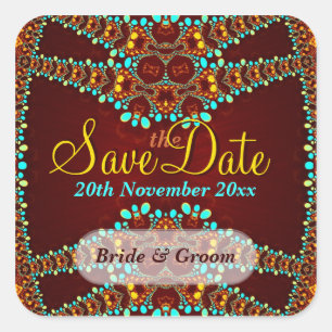 Exotic Gold Juwelen Save the Date Aufkleber