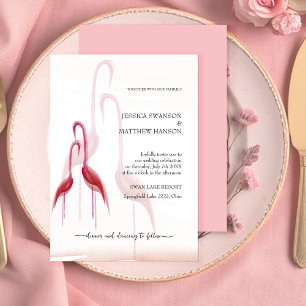 Exotic Golden Pink Flamingo Einladung